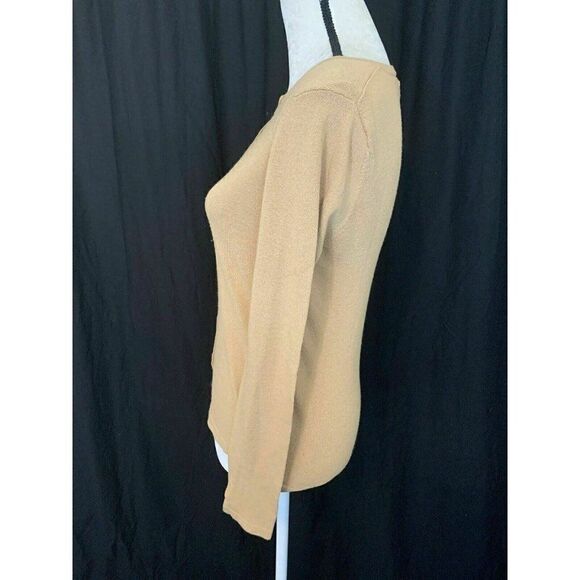 Malika Solid Beige Long Sleeve Cardigan Sweater - Picture 3 of 6
